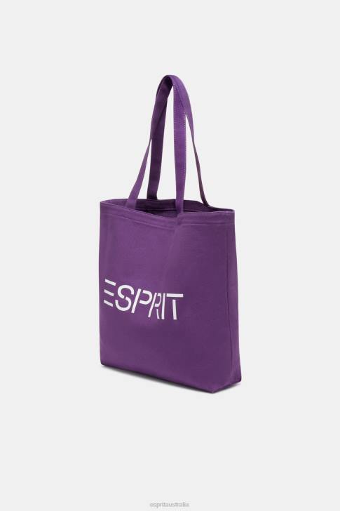 Accessories Berry Purple Men Esprit Logo Canvas Tote Bag V48Z38