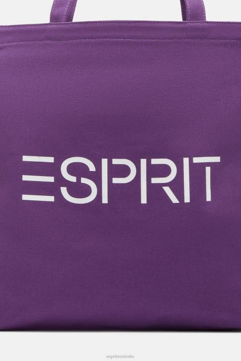 Accessories Berry Purple Men Esprit Logo Canvas Tote Bag V48Z38