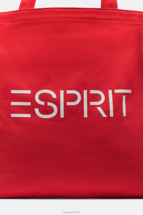 Accessories Orange Red Men Esprit Logo Canvas Tote Bag V48Z37