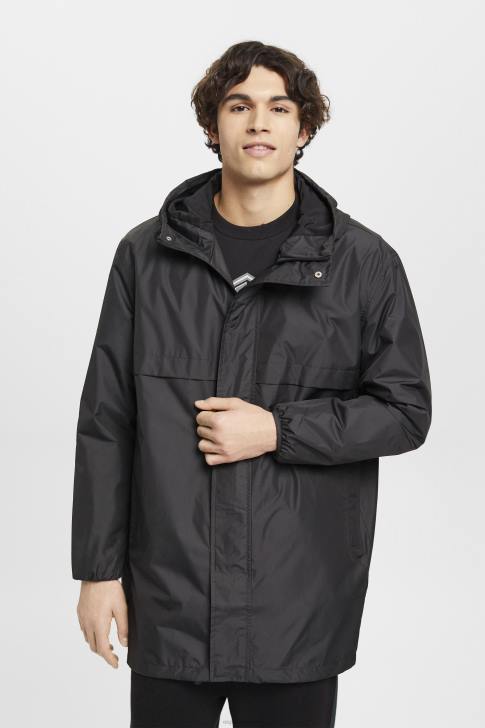 Jackets Black Men Esprit Lightweight rain jacket with hood V48Z764
