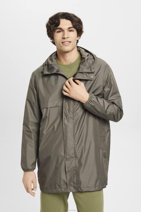 Jackets Khaki Green Men Esprit Lightweight rain jacket with hood V48Z765