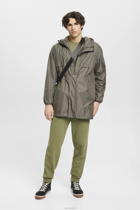 Jackets Khaki Green Men Esprit Lightweight rain jacket with hood V48Z765