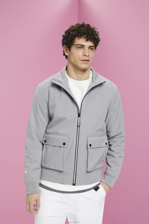 Jackets Medium Grey Men Esprit Herringbone softshell jacket V48Z729