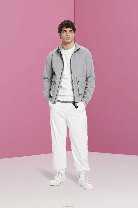 Jackets Medium Grey Men Esprit Herringbone softshell jacket V48Z729