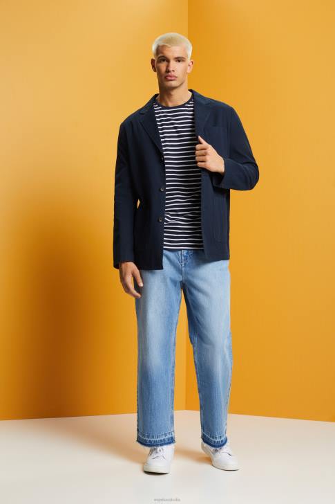 Jackets Navy Men Esprit Cotton-Twill Blazer Jacket V48Z621