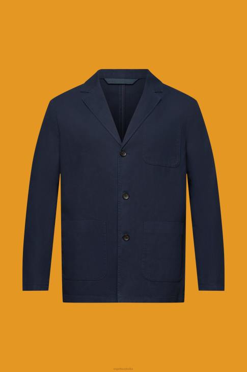 Jackets Navy Men Esprit Cotton-Twill Blazer Jacket V48Z621