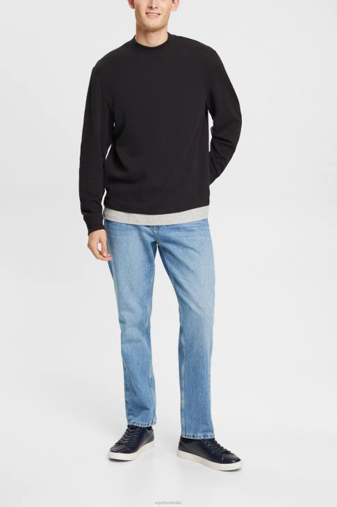 Long Sleeve Black Men Esprit Ribbed long sleeve top V48Z818