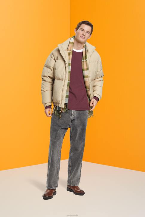 Long Sleeve Bordeaux Red Men Esprit Waffle pique long sleeve top V48Z825