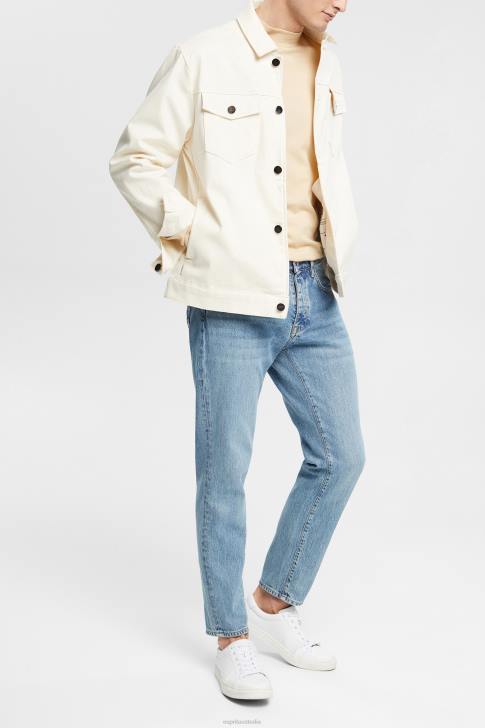 Long Sleeve Cream Beige Men Esprit Stand-up collar long sleeve top V48Z945