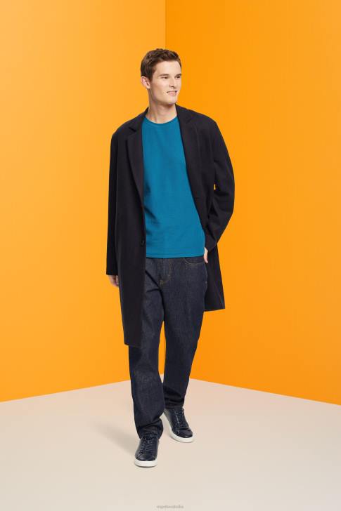 Long Sleeve Dark Turquoise Men Esprit Waffle pique long sleeve top V48Z851