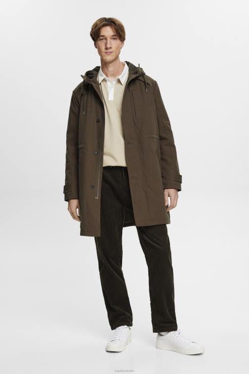 Long Sleeve Dusty Green Men Esprit Rugby shirt with embroidered logo V48Z720