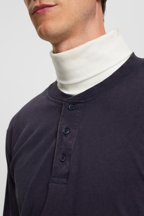 Long Sleeve Navy Men Esprit Long-sleeved top with buttons V48Z772