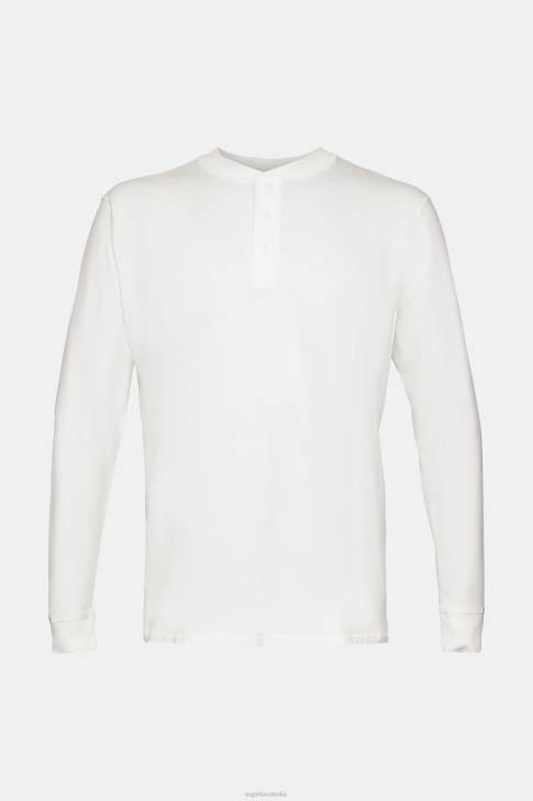 Long Sleeve Off White Men Esprit Long-sleeved top with buttons V48Z771