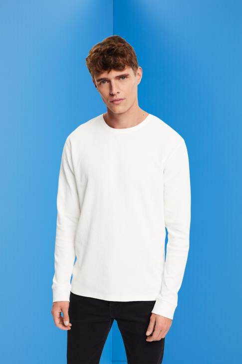 Long Sleeve Off White Men Esprit Waffle pique long sleeve top V48Z850