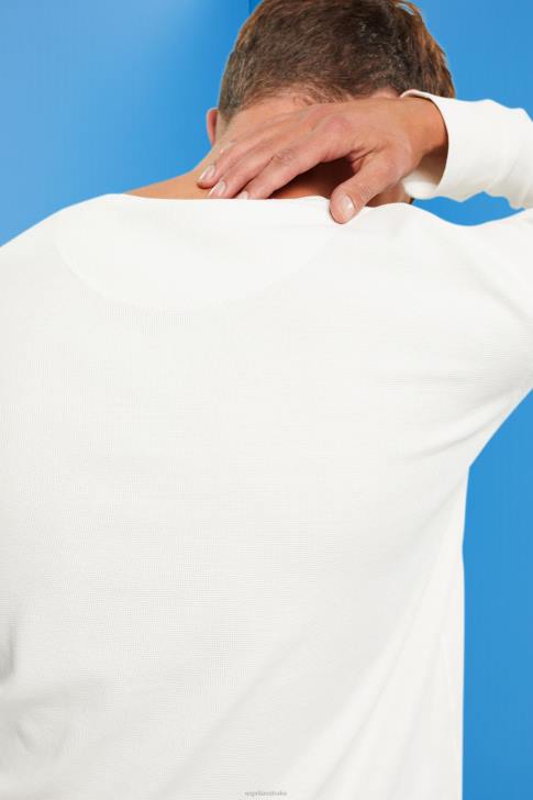Long Sleeve Off White Men Esprit Waffle pique long sleeve top V48Z850