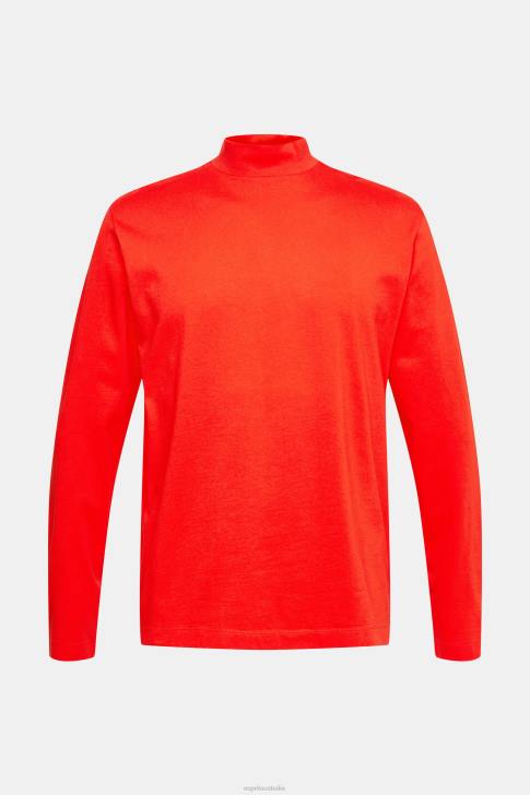 Long Sleeve Red Men Esprit Stand-up collar long sleeve top V48Z944