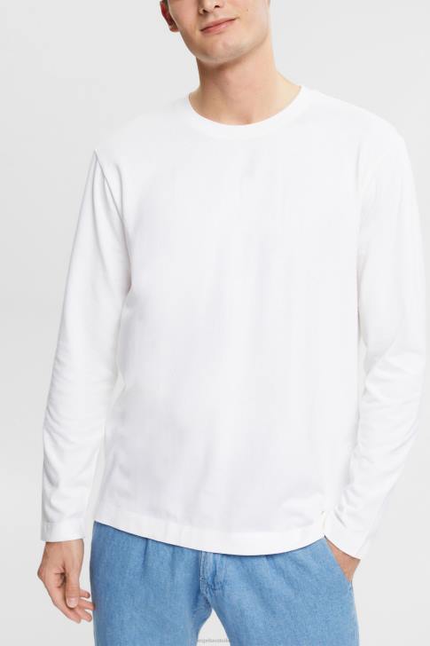 Long Sleeve White Men Esprit Jersey long sleeve top V48Z947