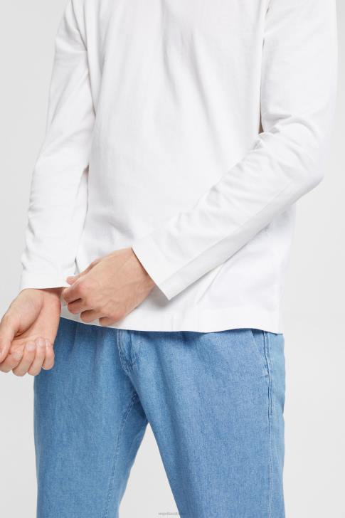 Long Sleeve White Men Esprit Jersey long sleeve top V48Z947