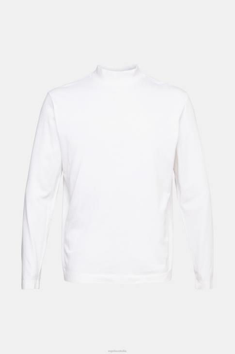 Long Sleeve White Men Esprit Stand-up collar long sleeve top V48Z943