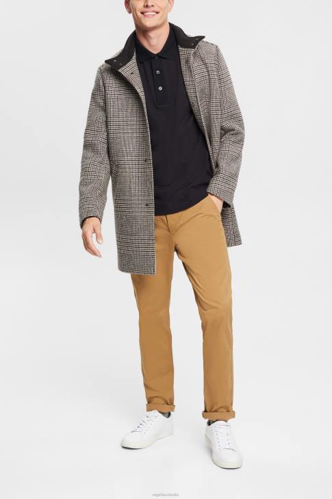 Polos Black Men Esprit Long sleeve polo shirt V48Z819