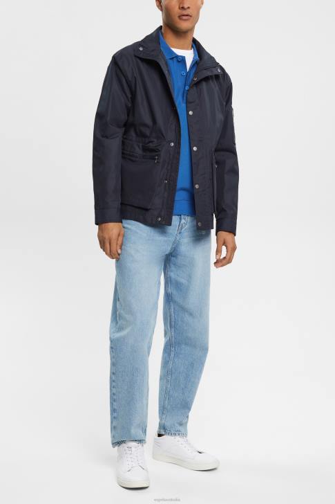 Polos Blue Men Esprit Long sleeve pique polo shirt V48Z952