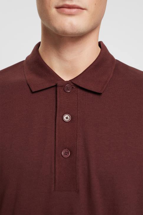 Polos Bordeaux Red Men Esprit Long sleeve polo shirt V48Z821