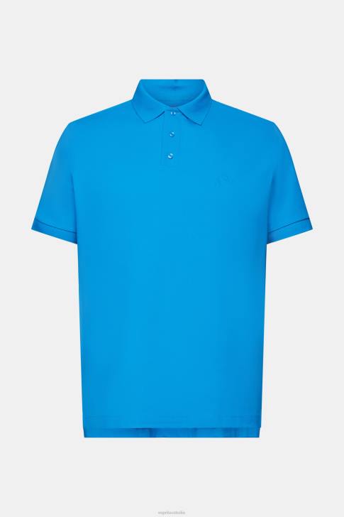 Polos Bright Blue Men Esprit Cotton Mesh Polo Shirt V48Z570