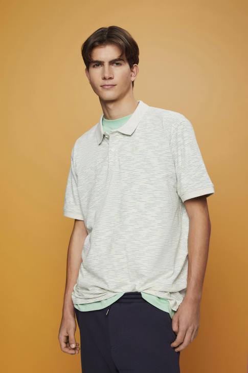 Polos Citrus Green Men Esprit Fine stripe melange polo shirt V48Z703
