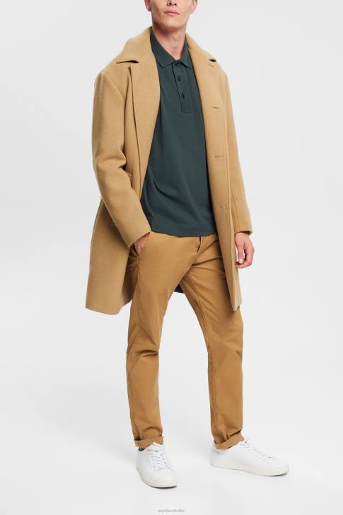 Polos Dark Teal Green Men Esprit Long sleeve polo shirt V48Z820