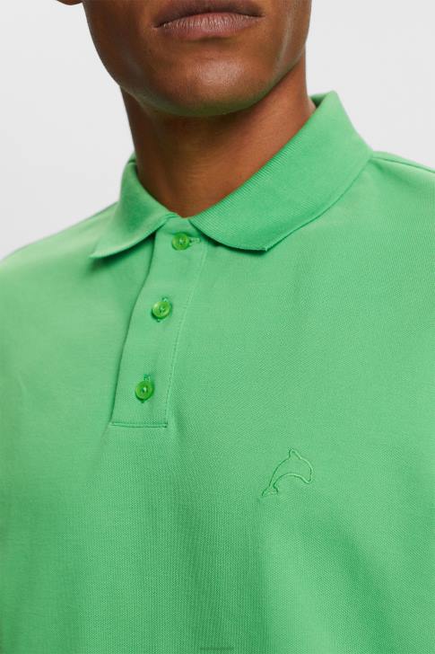 Polos Green Men Esprit Cotton Mesh Polo Shirt V48Z569