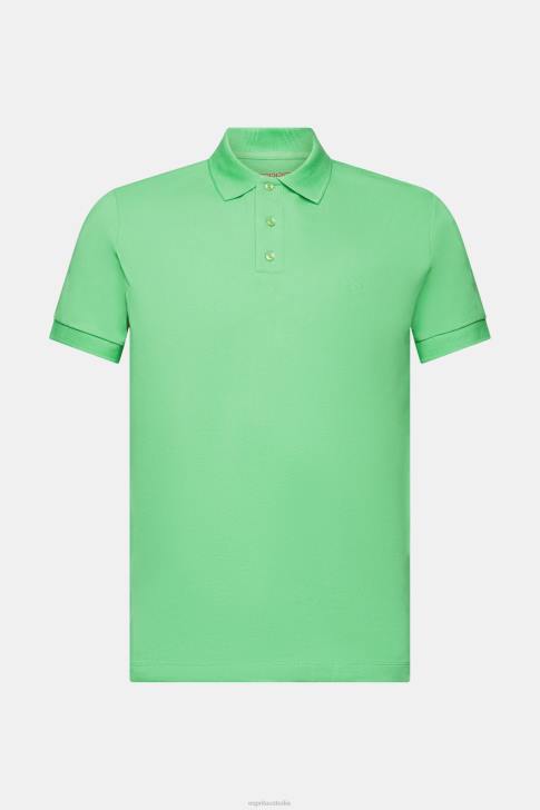 Polos Green Men Esprit Cotton Mesh Polo Shirt V48Z569