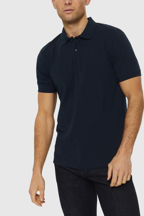 Polos Navy Men Esprit Pima cotton pique polo shirt V48Z925