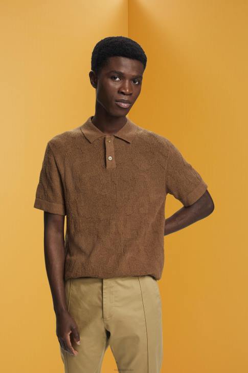 Polos Pale Khaki Men Esprit Boucle polo shirt V48Z702