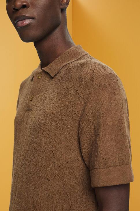 Polos Pale Khaki Men Esprit Boucle polo shirt V48Z702