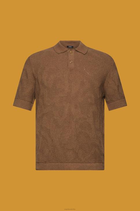 Polos Pale Khaki Men Esprit Boucle polo shirt V48Z702