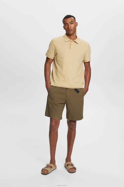 Polos Pale Khaki Men Esprit Cotton Mesh Polo Shirt V48Z568
