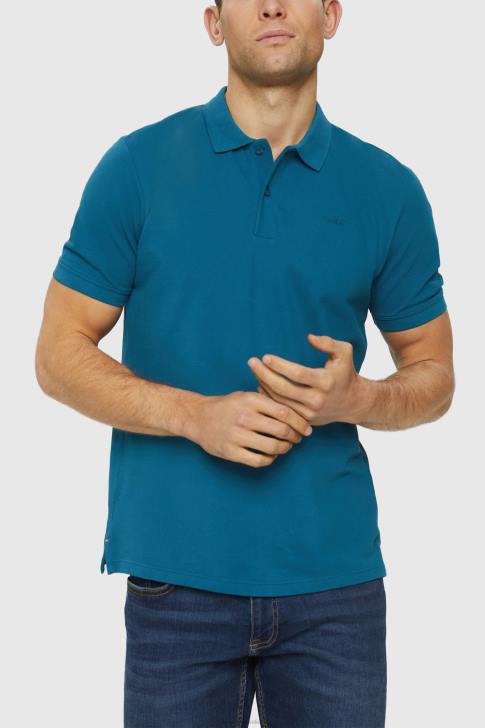 Polos Petrol Blue Men Esprit Pima cotton pique polo shirt V48Z926