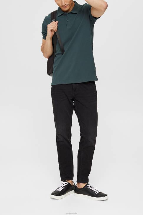 Polos Teal Blue Men Esprit Pima cotton pique polo shirt V48Z927
