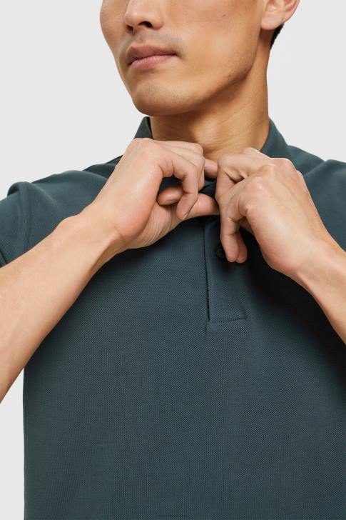 Polos Teal Blue Men Esprit Pima cotton pique polo shirt V48Z927