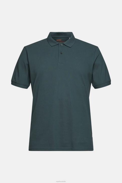 Polos Teal Blue Men Esprit Pima cotton pique polo shirt V48Z927