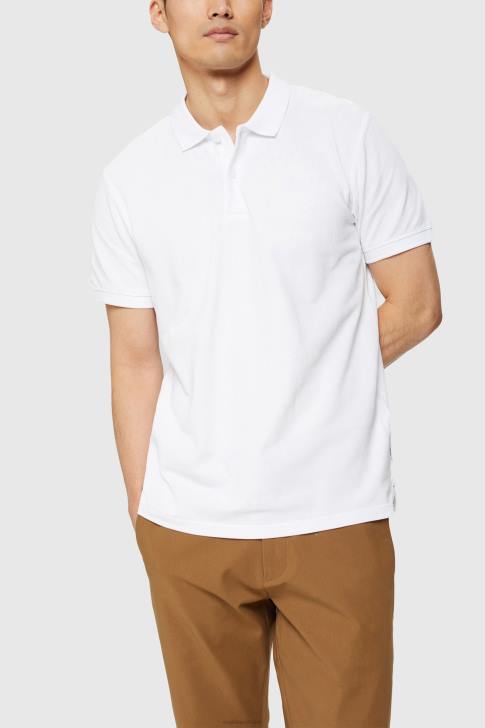 Polos White Men Esprit Pima cotton pique polo shirt V48Z924