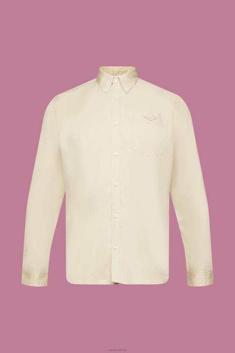 Shirts Beige Men Esprit Button-down cotton shirt V48Z659