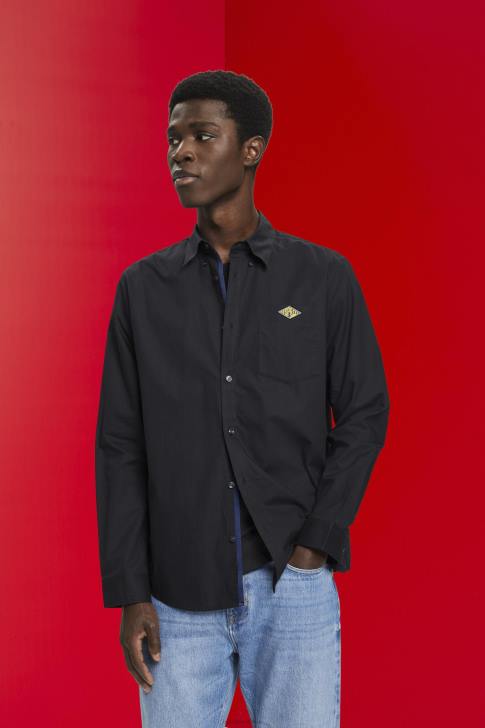 Shirts Black Men Esprit Button-down cotton shirt V48Z658