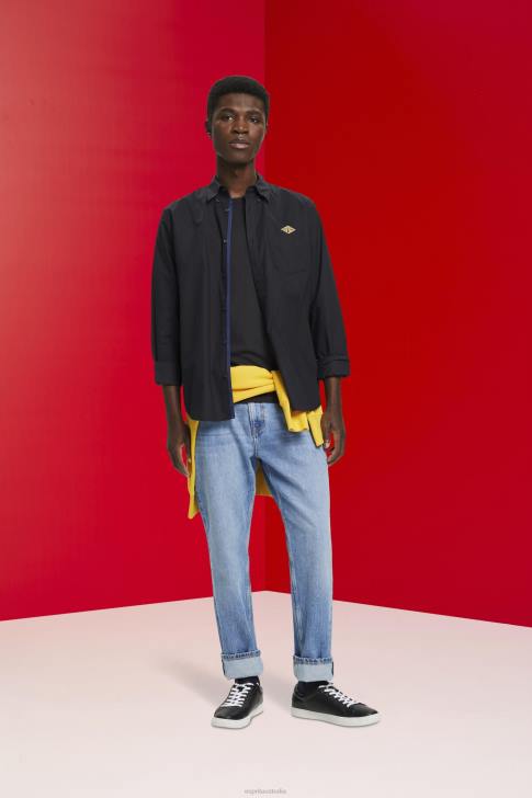 Shirts Black Men Esprit Button-down cotton shirt V48Z658