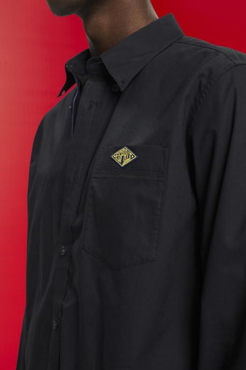 Shirts Black Men Esprit Button-down cotton shirt V48Z658