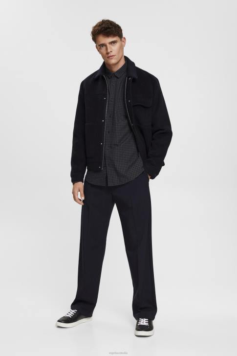 Shirts Black Men Esprit Checked slim fit shirt V48Z687