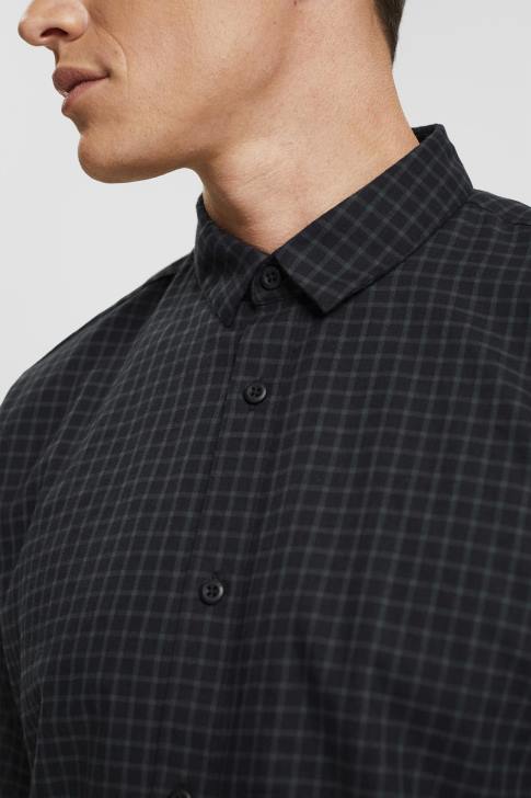 Shirts Black Men Esprit Checked slim fit shirt V48Z687