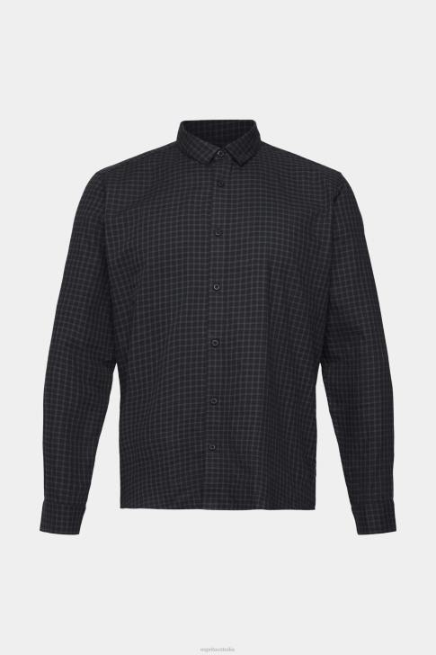 Shirts Black Men Esprit Checked slim fit shirt V48Z687