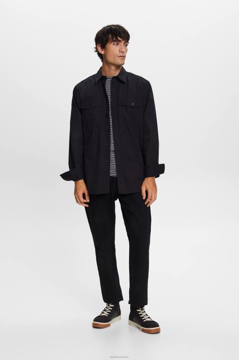 Shirts Black Men Esprit Utility shirt, 100% cotton V48Z571