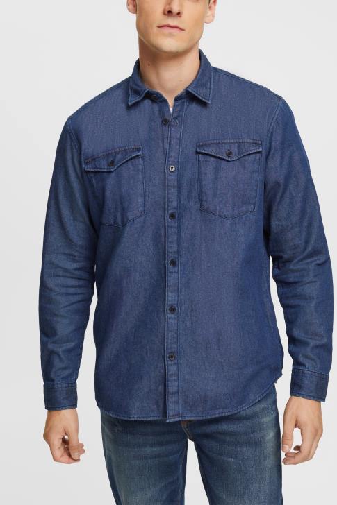 Shirts Blue Dark Wash Men Esprit Denim shirt V48Z835
